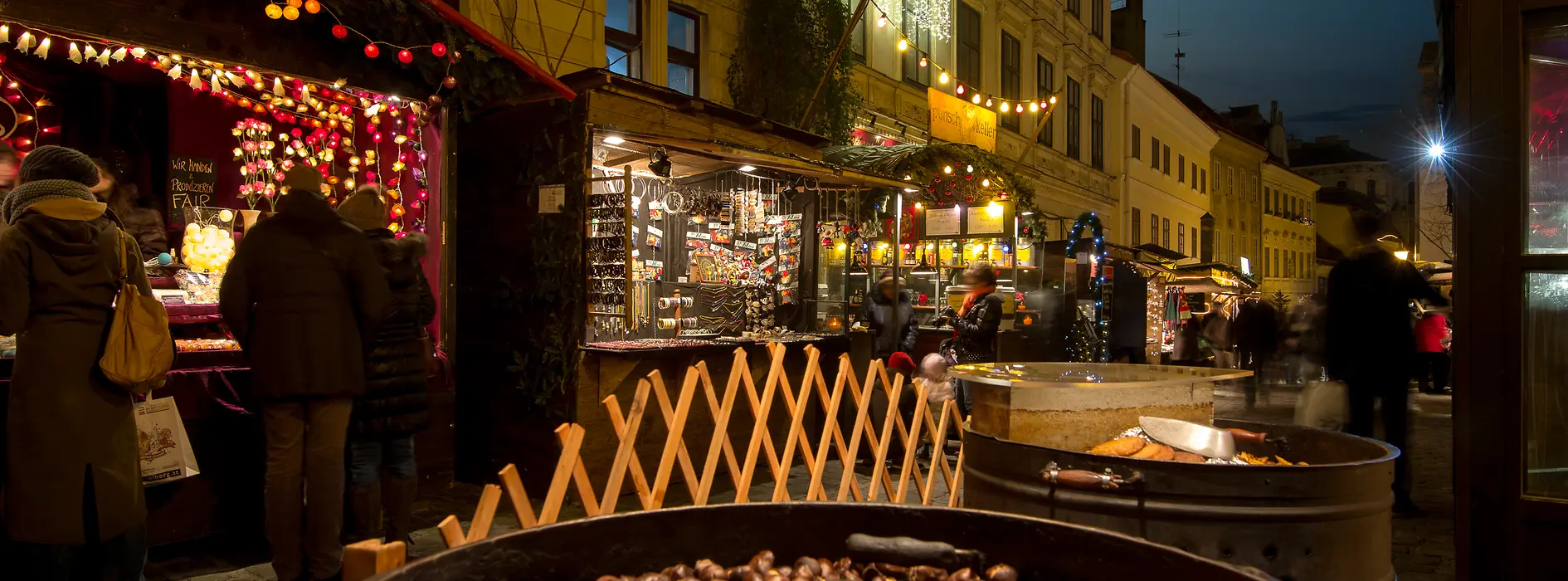 Chestnut seller at a Christmas market in Vienna