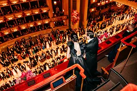View from above of the opening of the Vienna Opera Ball at the Vienna State Opera