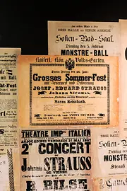Old posters announcing Strauss events