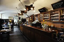 Interior view of the "Rebhuhn" guesthouse with bar