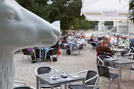 Terrace in the Hermes Café Restaurant Labstelle, Hermes Villa