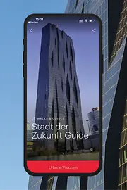 Werbesujet ivie Stadt der Zukunft Guide mit Hochhaus