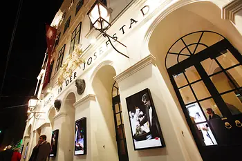 Theater in der Josefstadt, facade view at night