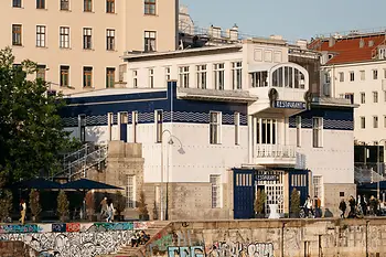 View of the Otto Wagner building on the Danube Canal